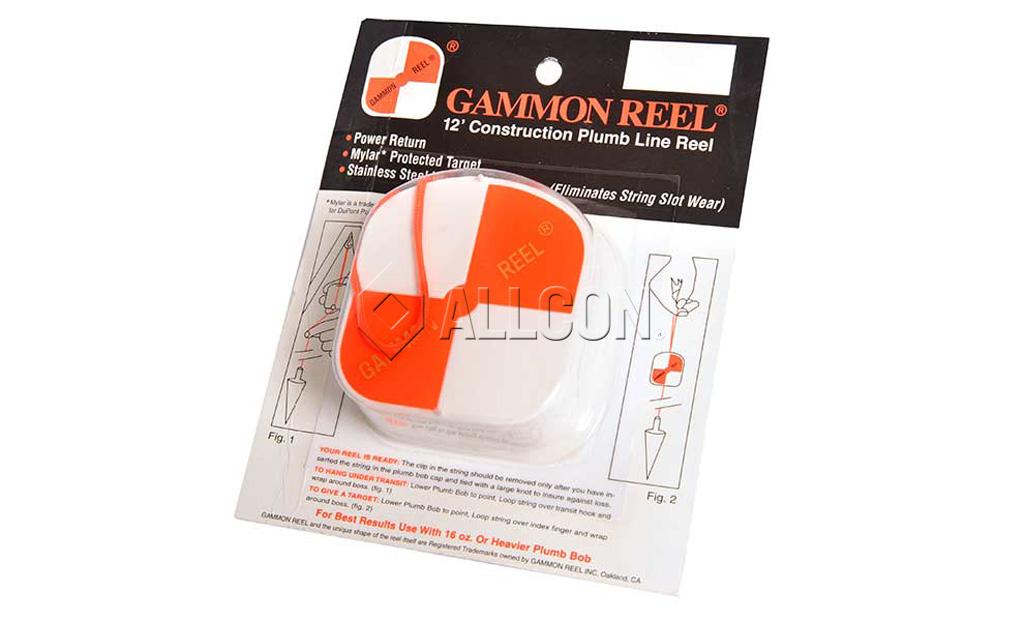 Gammon Reel White & Orange 12 Ft. for Plumb Bob, Retractable String 