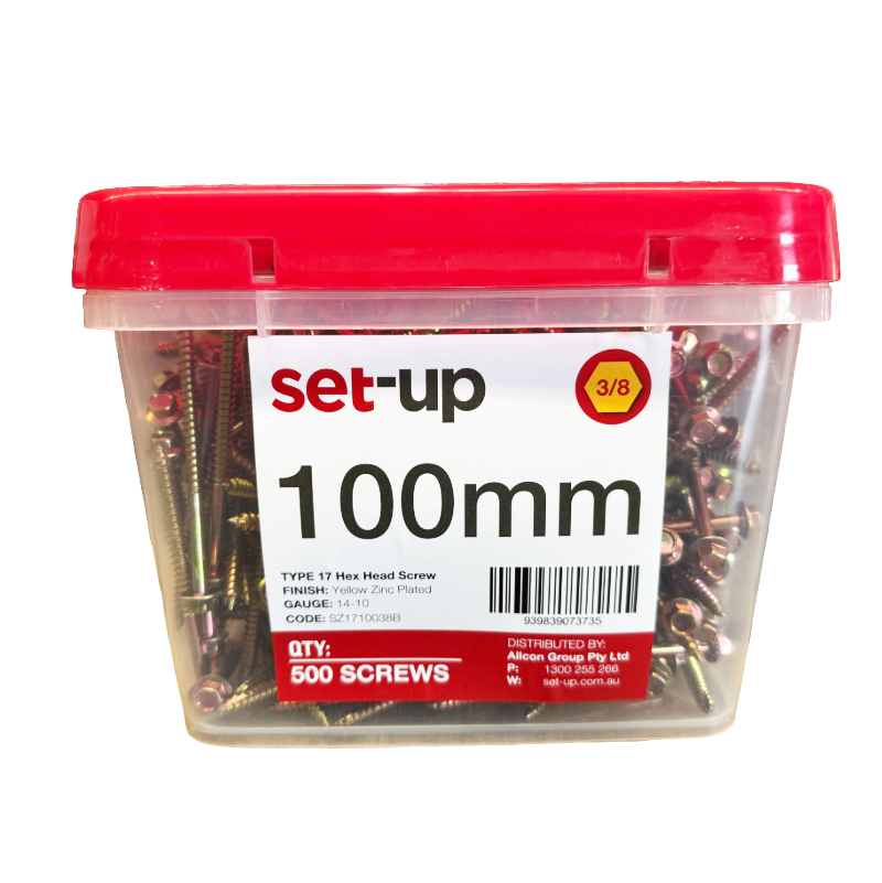 100mm 3/8 Type 17 Hex Head (flange) Timber Screw