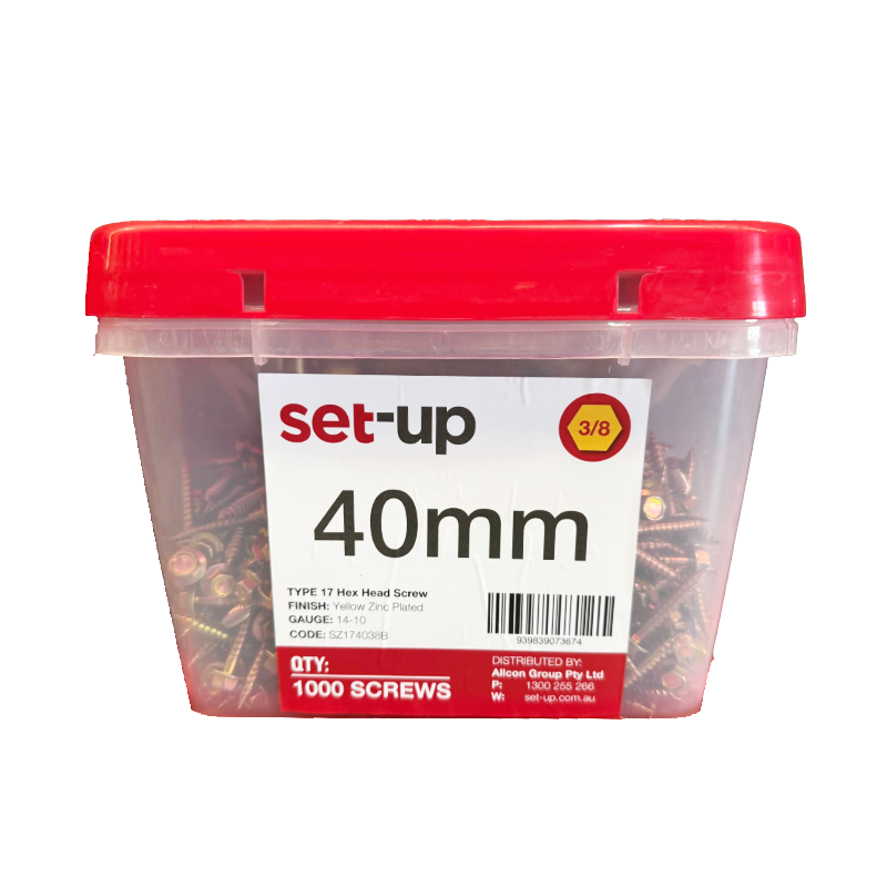 40mm 3/8 Type 17 Hex Head (flange) Timber Screw