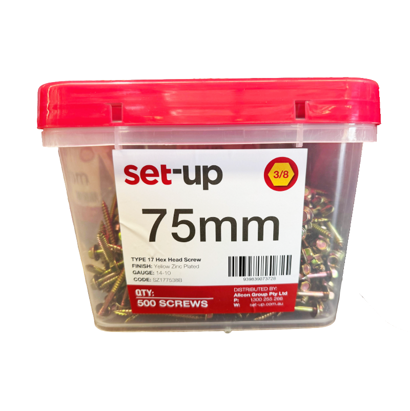 75mm 3/8 Type 17 Hex Head (flange) Timber Screw